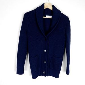 Everlane Sz XS Navy Blue Chunky Knit Cardigan